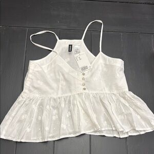 H&M White Bustier Peplum Crop Top